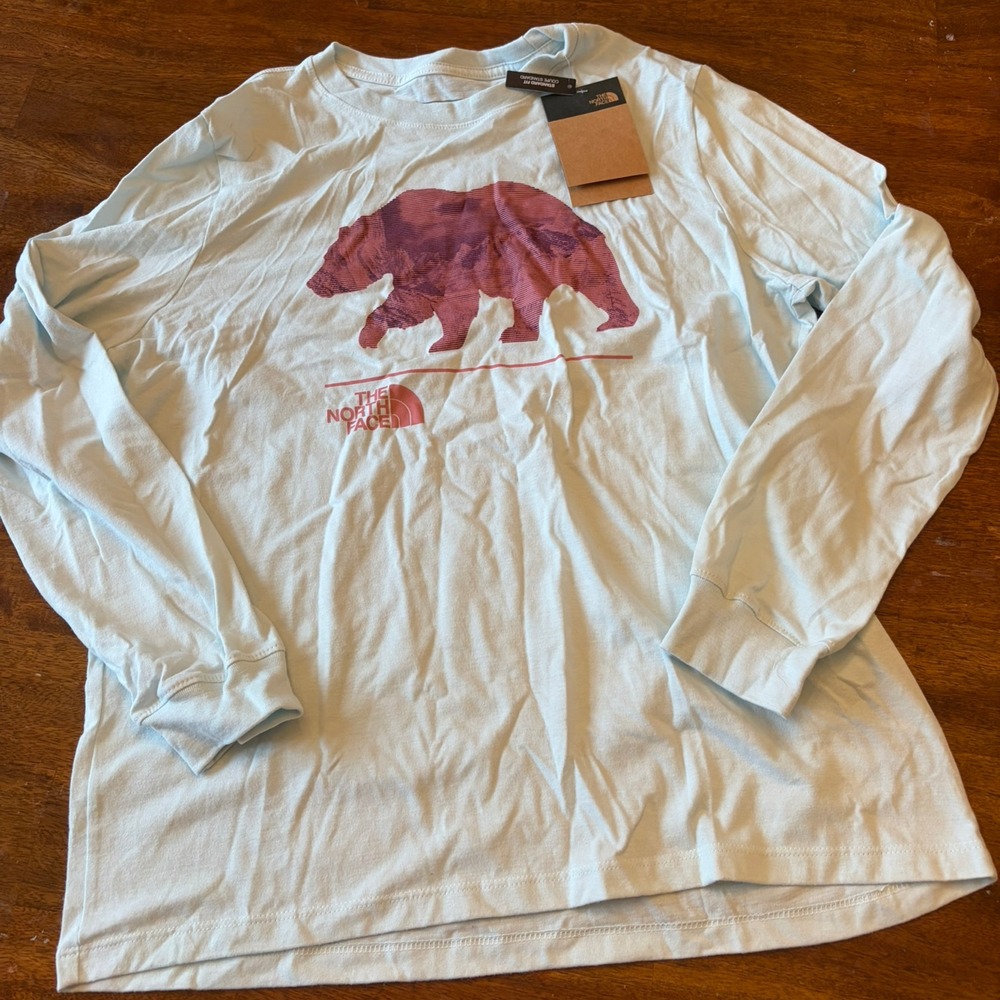 The North Face Women's Bearscape Long Sleeve Tee NWT Size L Ice Blue